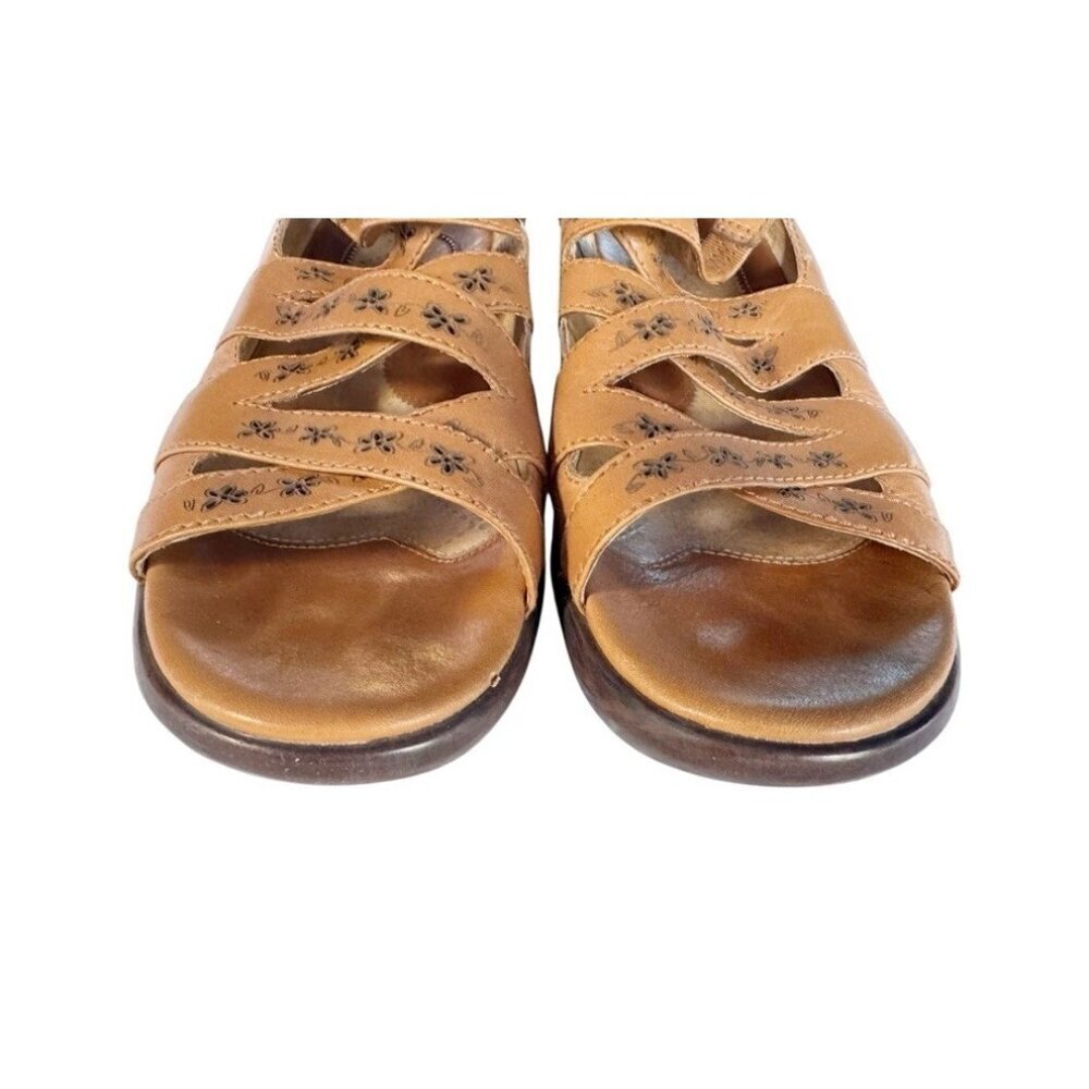 Ariat Women's Sz 8 Floral Slingback Leather Sandals Tan - Picture 4 of 11